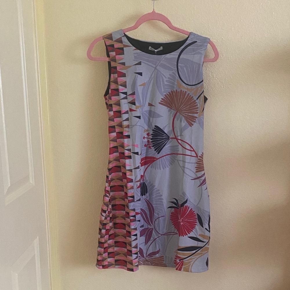 NWOT Lavand. Geometric Floral Sleeveless Mini Dress, Size L